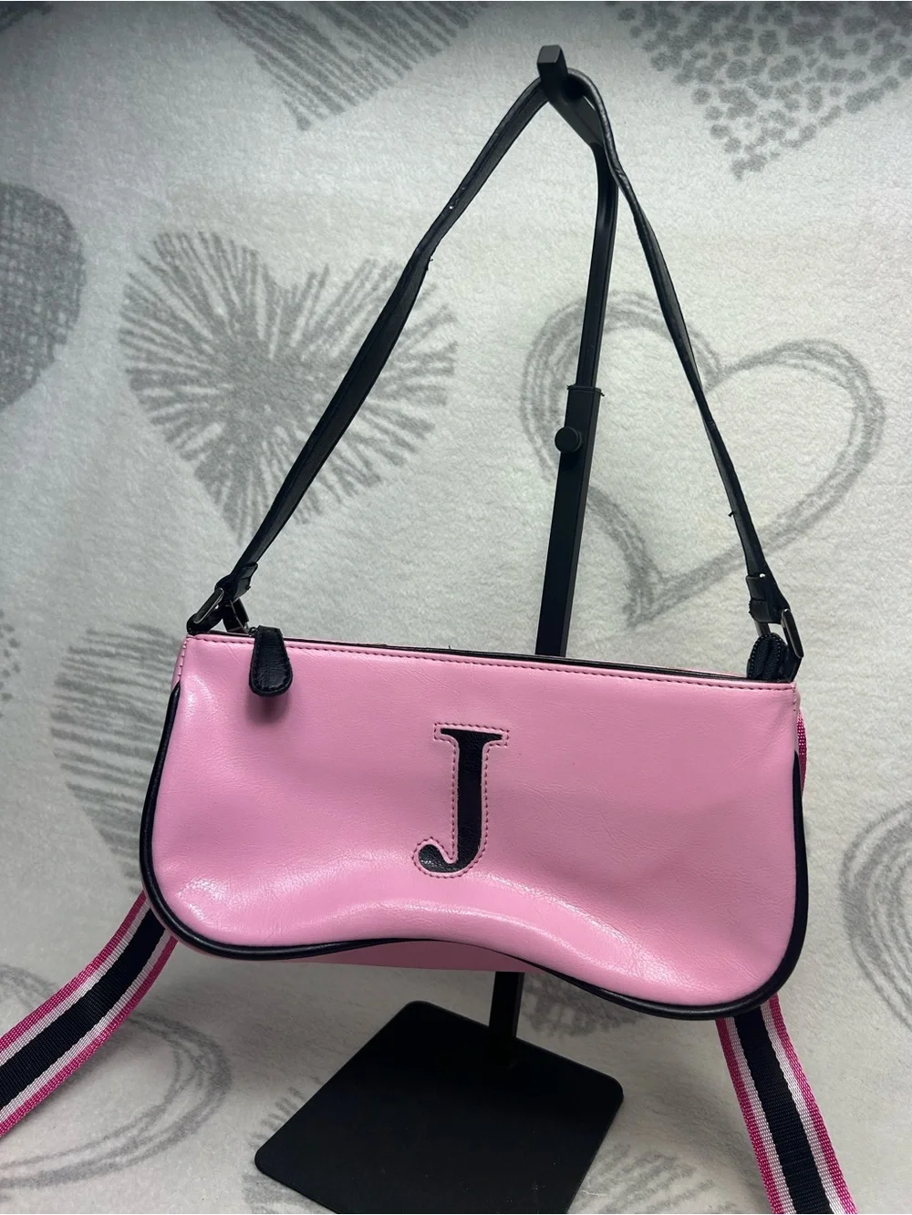 Y2K 90’s Pink And Black Cheerleader Preppy J Shoulder Bag